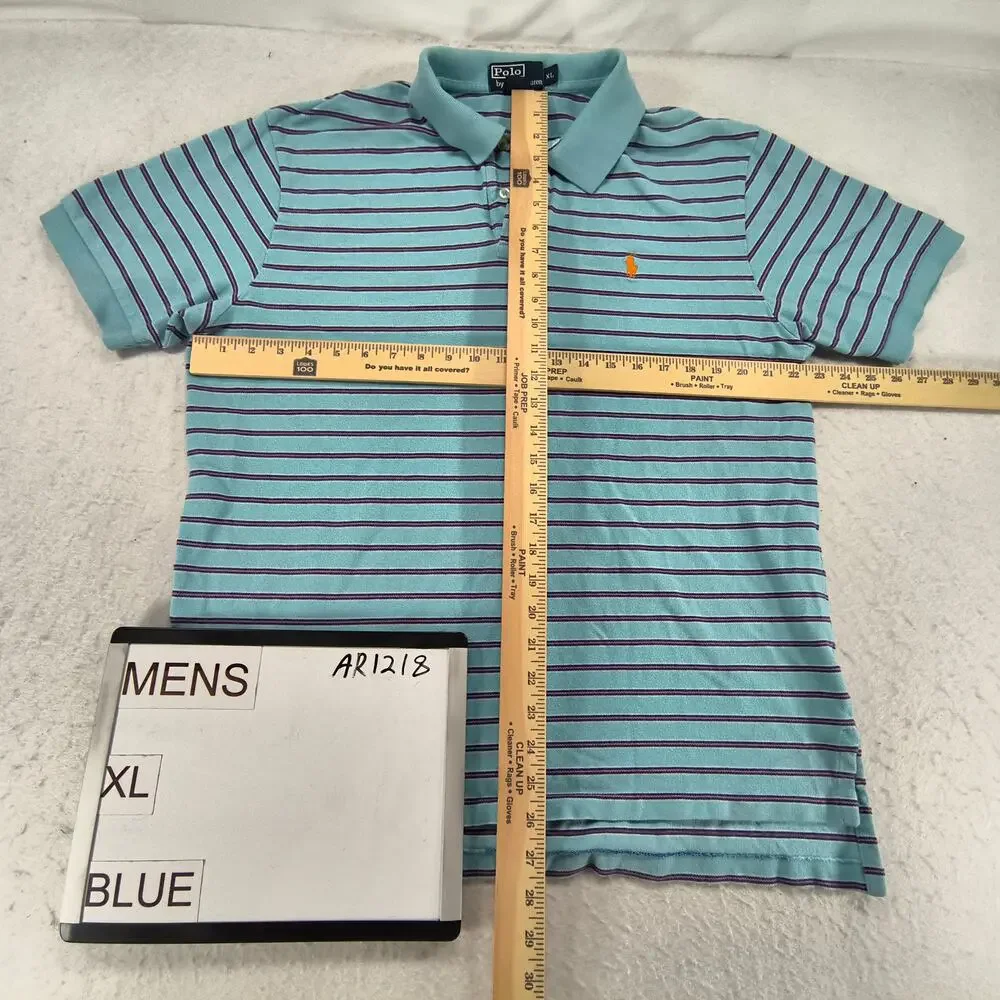Polo by Ralph Lauren Short Sleeve Collared Polo Shirt Mens Size XL Blue Pink